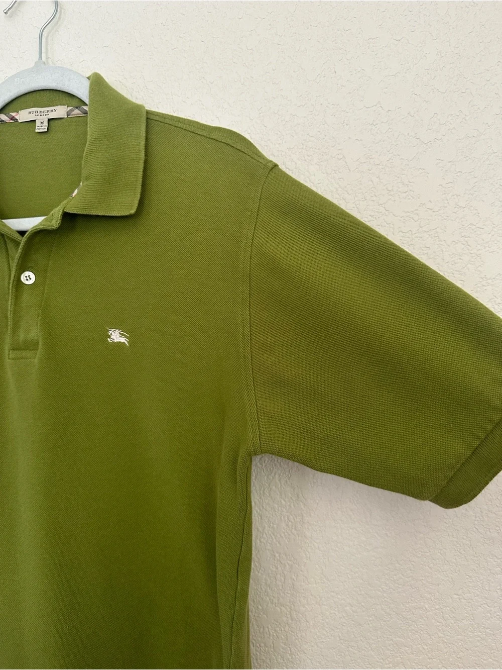 Burberry London Men’s Olive Green Embroidered Knight Polo Shirt Size Med